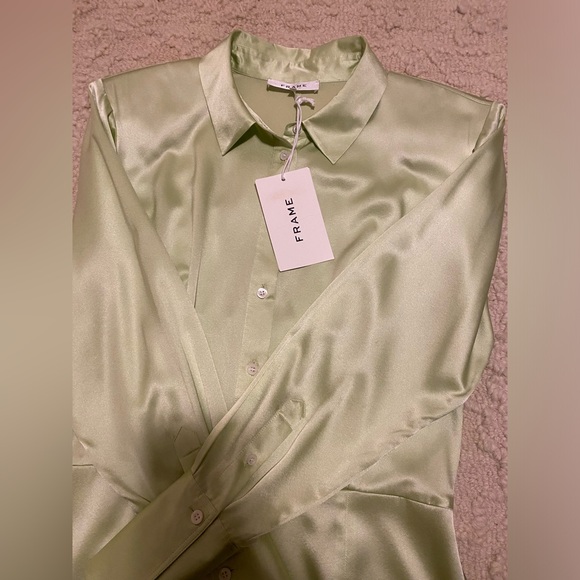 Frame Denim Bright Peridot Strong Shoulder Mini Dress - Picture 13 of 15